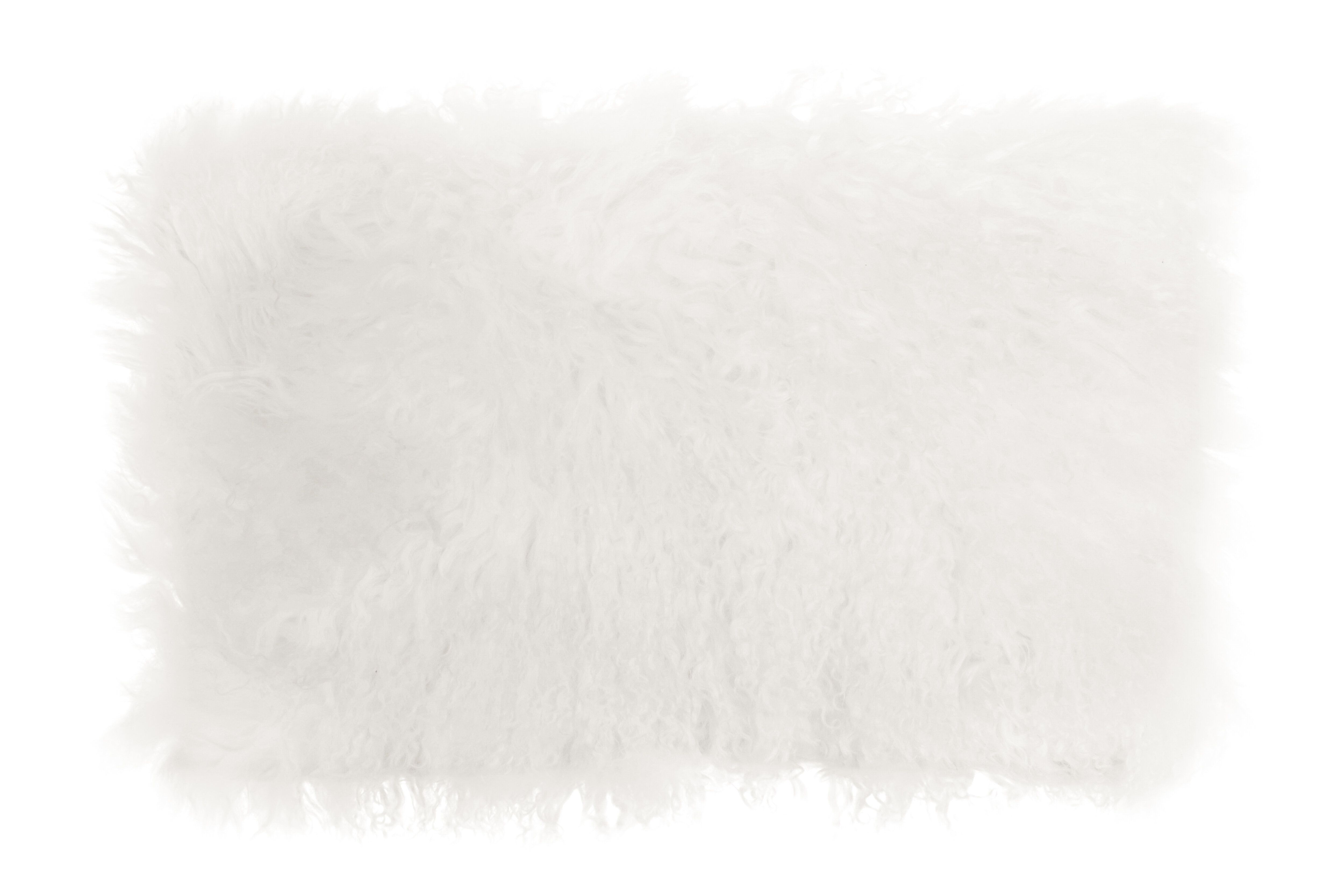 Orsina Bosie Mongolian Fur Rectangular Cushion in White