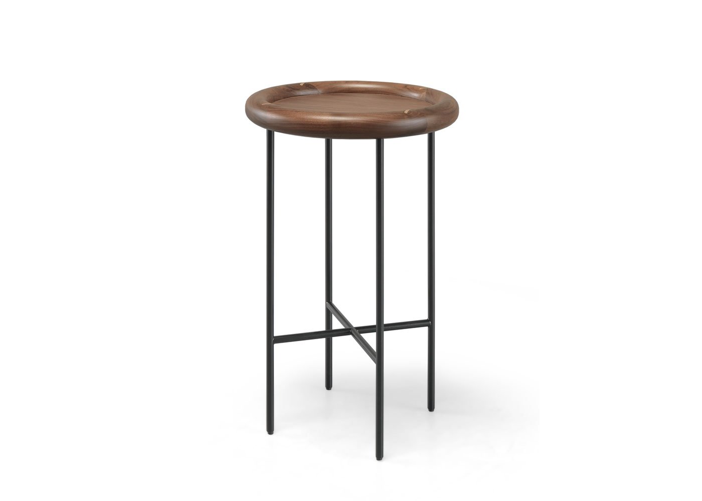 Wewood Side by Side Side Table Tall Walnut Glass