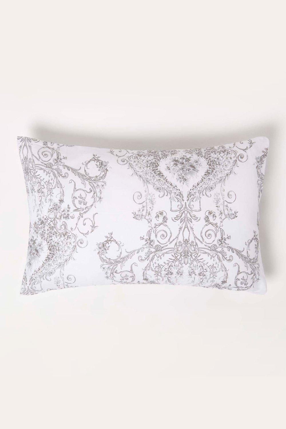 Homescapes French Toile Patterned Rectangular Cushion in Grey