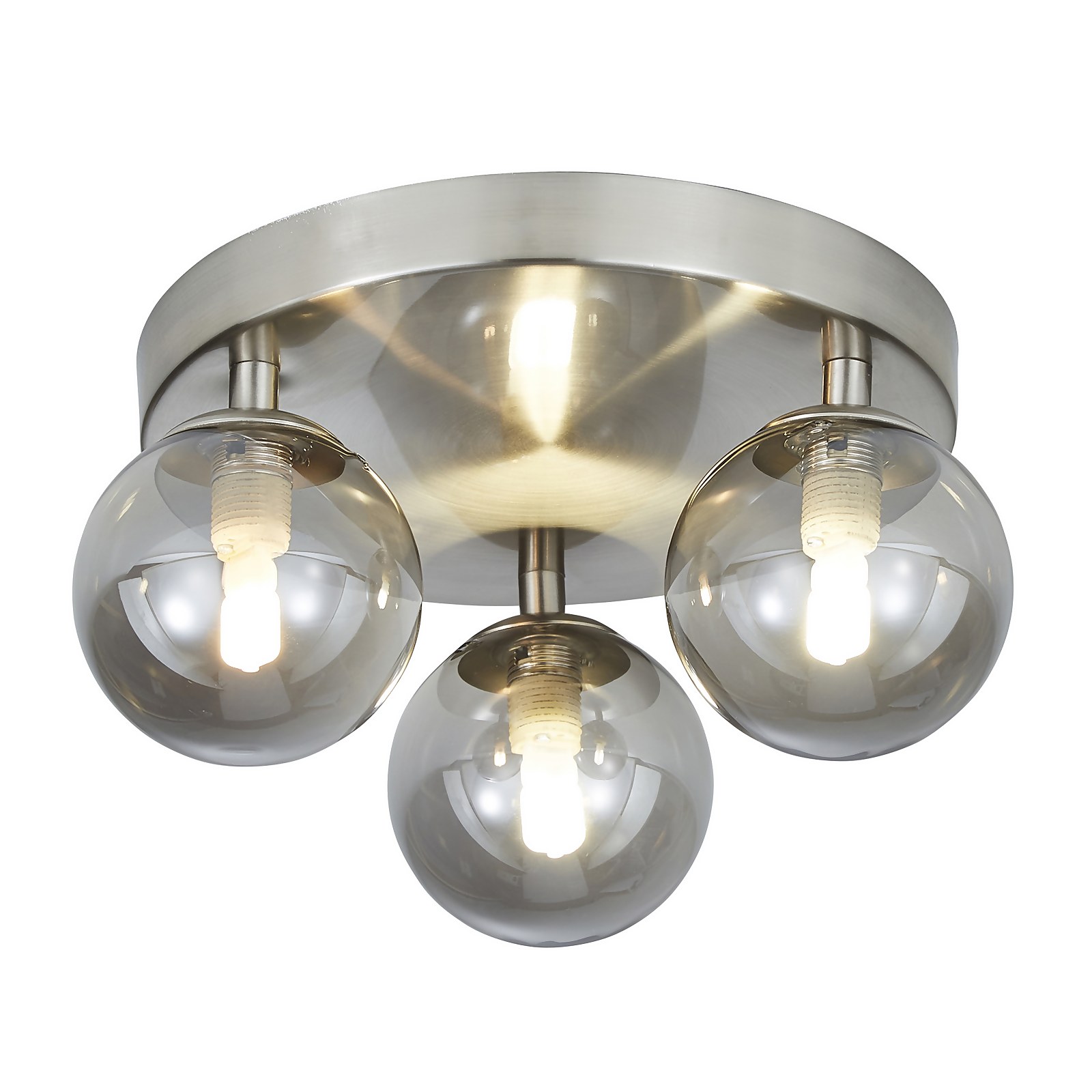 Orb 3 Light Flush Pendant - Nickel Smoke