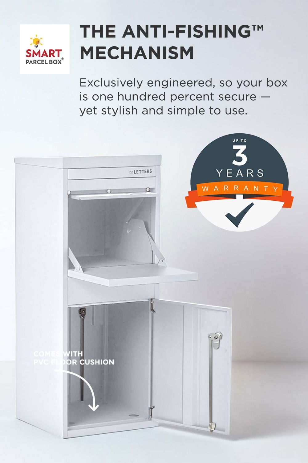 Homescapes Smart Parcel Box® Large Front Access Secure Delivery Box in White 3