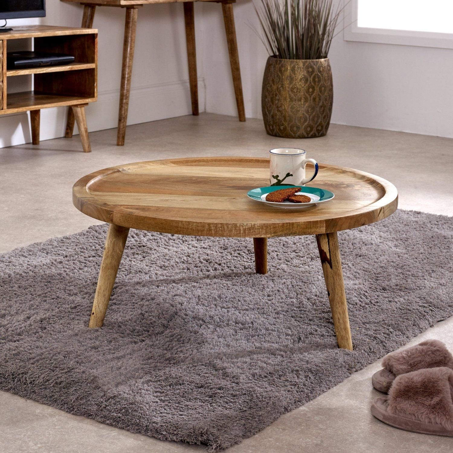 IH Design Ryley Light Mango Wood Round Low Coffee Table in Natural