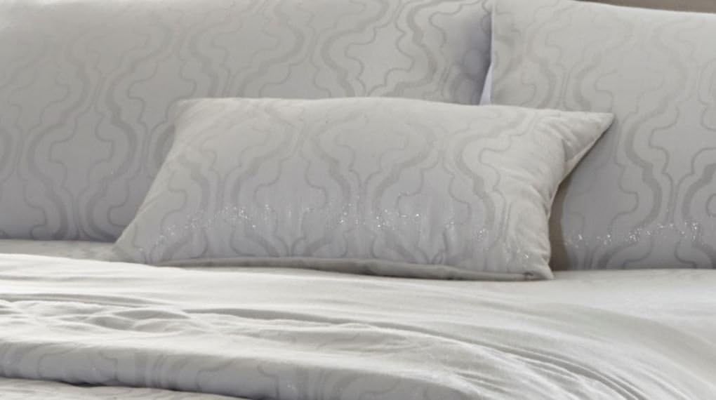 Portfolio Home Drummond Metallic Glitter Filled Cushion in Silver