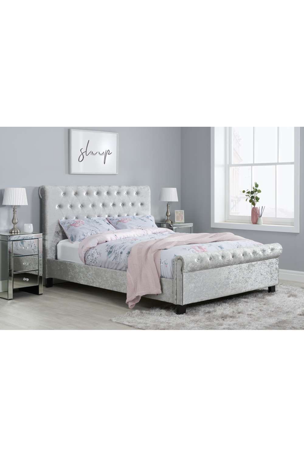 Birlea Sienna Bed in Metallic Silver