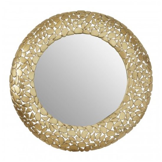 Templars Pebble Effect Wall Bedroom Mirror In Warm Gold Frame