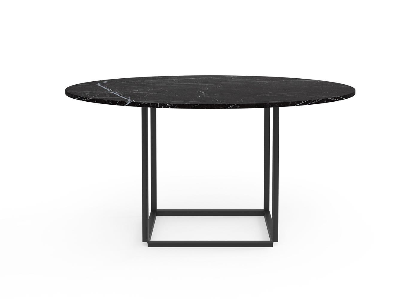 New Works Florence Dining Table 145cm Black Marquina Marble Black Frame