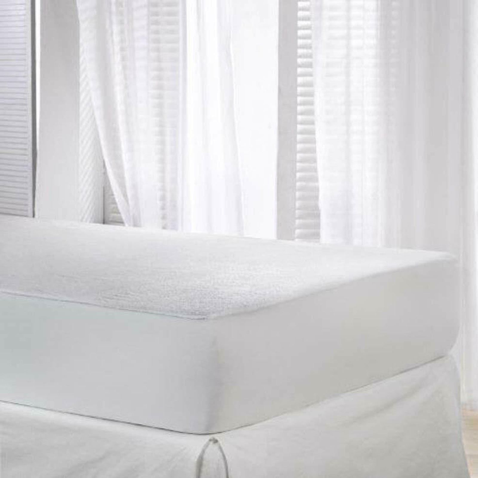 Gr8 Home Waterproof Terry Towel Mattress Protector Fitted Bed Sheet Cover in White