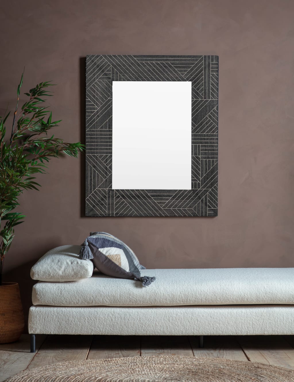 Gallery Direct Kakuda Extra Large Rectangular Wall Mirror Black