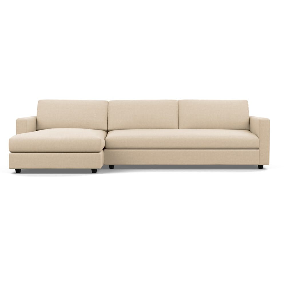 Heal's Nimbus II 4 Seater Corner Chaise LHF Brushed Cotton Oat Black Feet 2