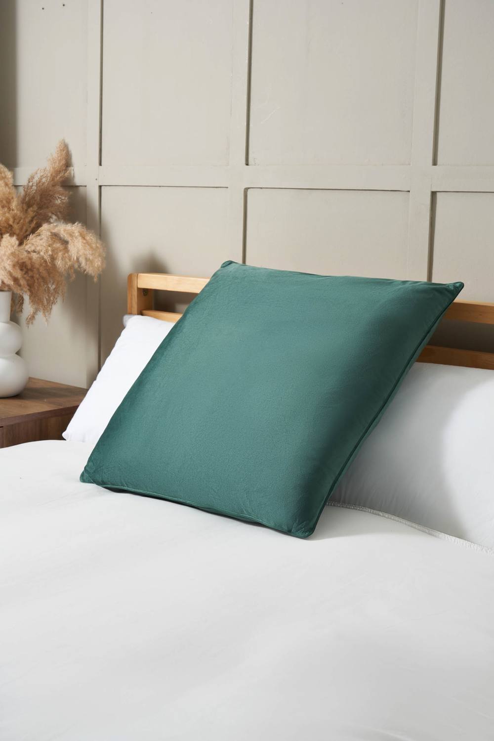 BHS Large Velour Piped Cushion in Green