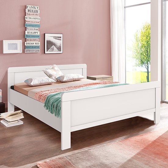 Newport Wooden King Size Bed In White