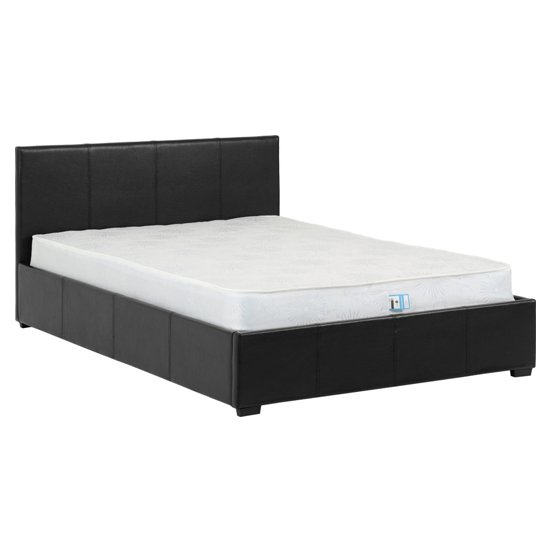 Waverley Faux Leather Storage Double Bed In Black