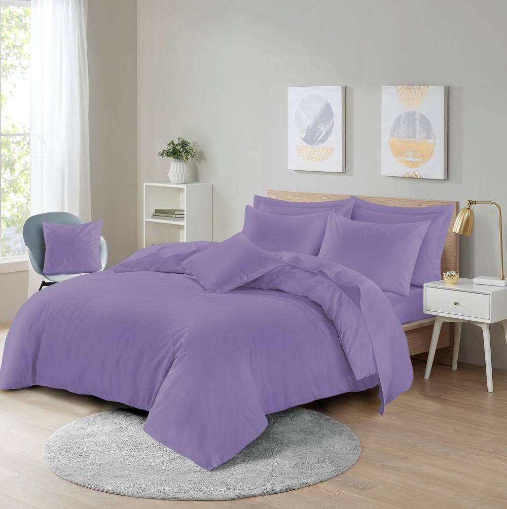 Homes-Linen Ultra Soft Microfibre Duvet Cover Set Breathable Wrinkle-Free Bedding in Lilac
