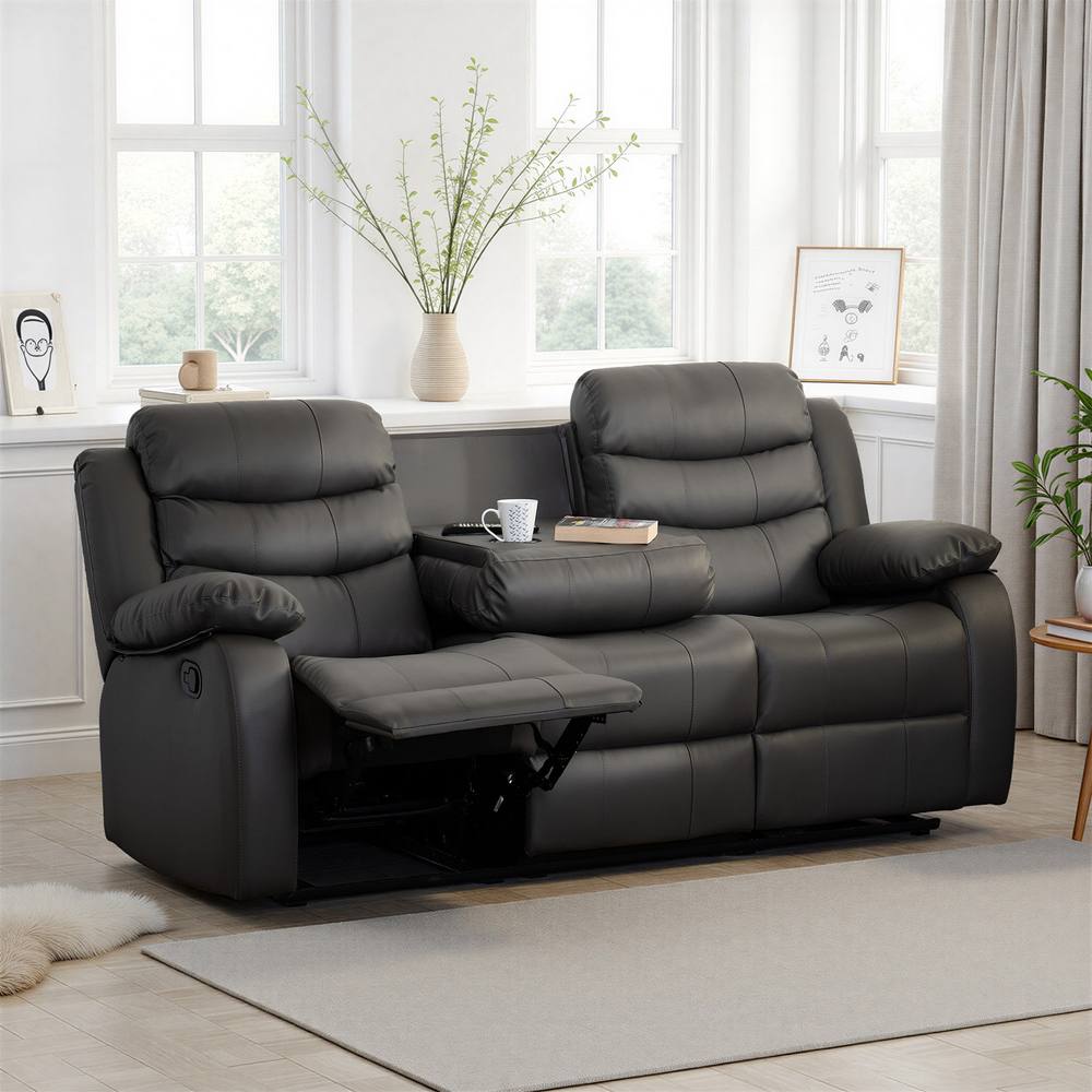 Seconique Roma 3 Seater Recliner Sofa - Grey Faux Leather