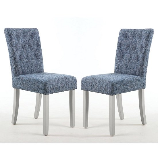 Oriel Dining Chair In Oxford Blue With Grey Legs In A Pair