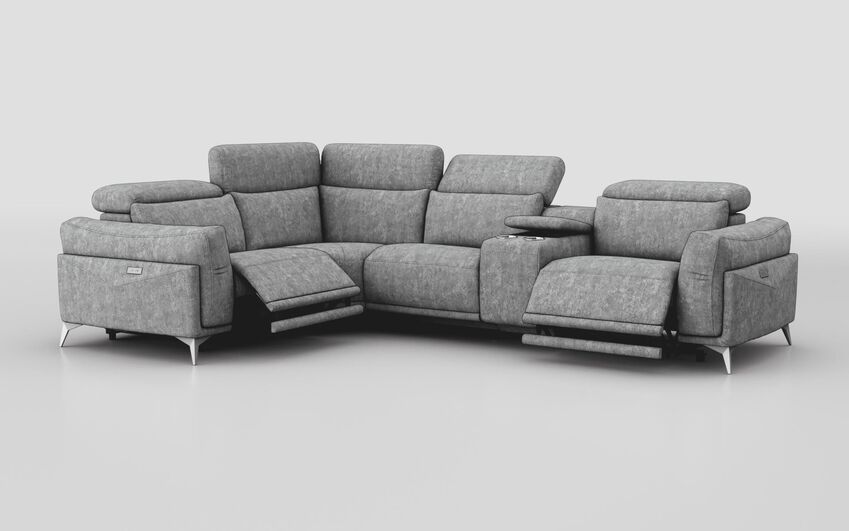 Gattolino 1 Corner 2 Power Recliner Sofa with Manual Head Tilt & Console