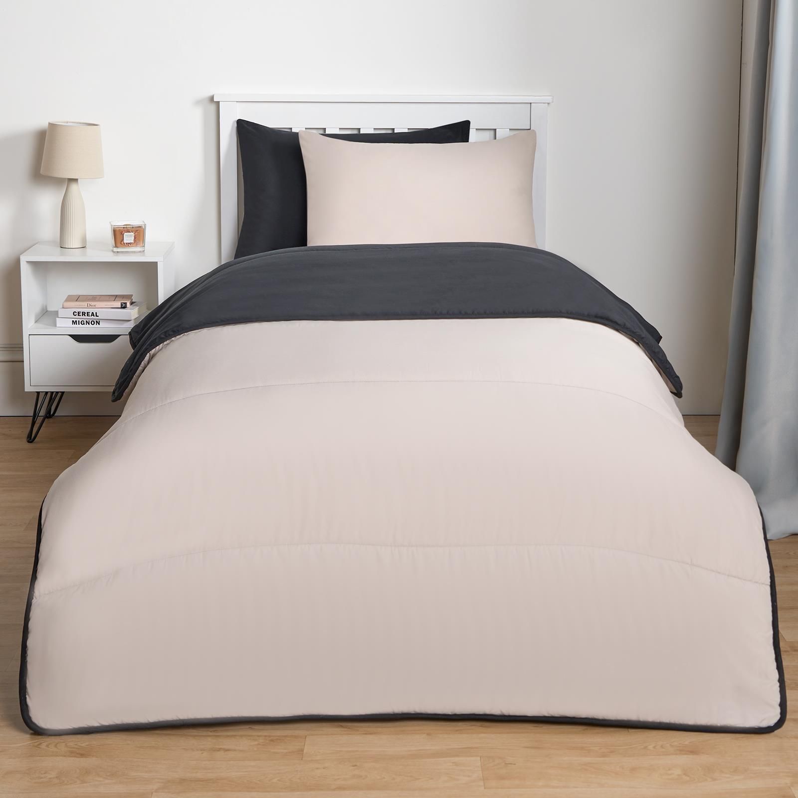 OHS Soft Coverless 10.5 TOG Duvet Set Pillowcase Quilted Cover in Stone