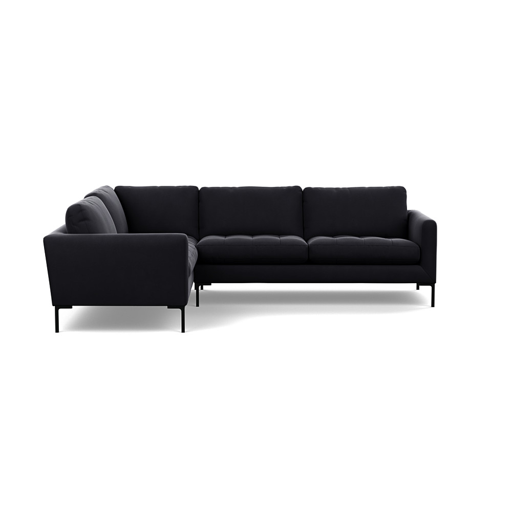 Heal's Eton Left Hand Facing Corner Sofa Velvet Black Black Feet
