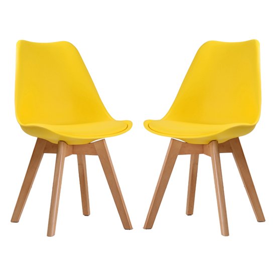 Louvre Yellow Finish Dining Chairs In Pair