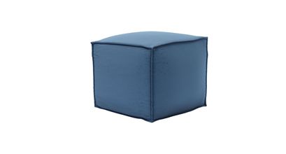 Isaac Small Square Footstool in Heather Blue Smart Cotton - sofa.com