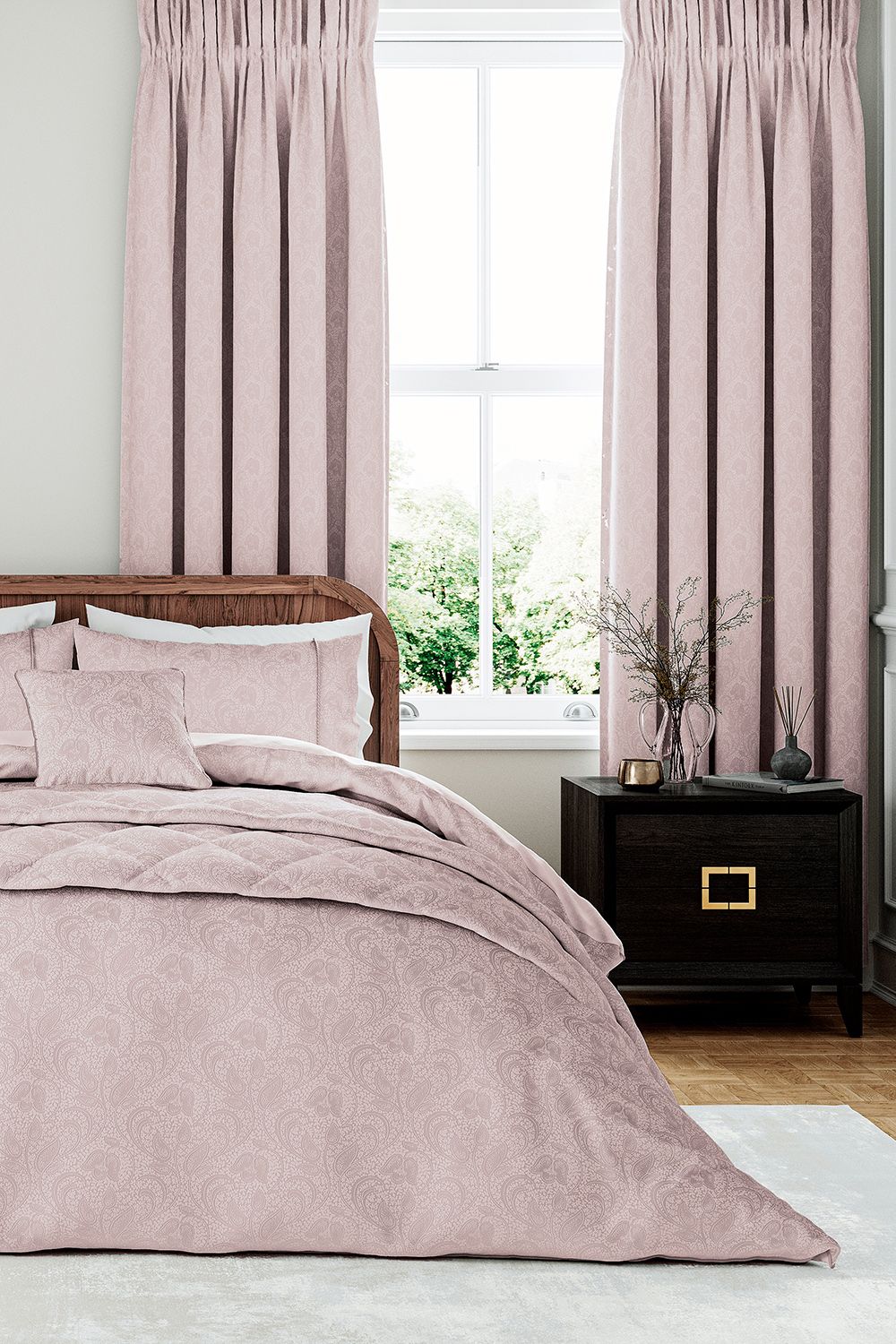 1951 'Ashleigh' Jacquard Duvet Cover Set in Pink