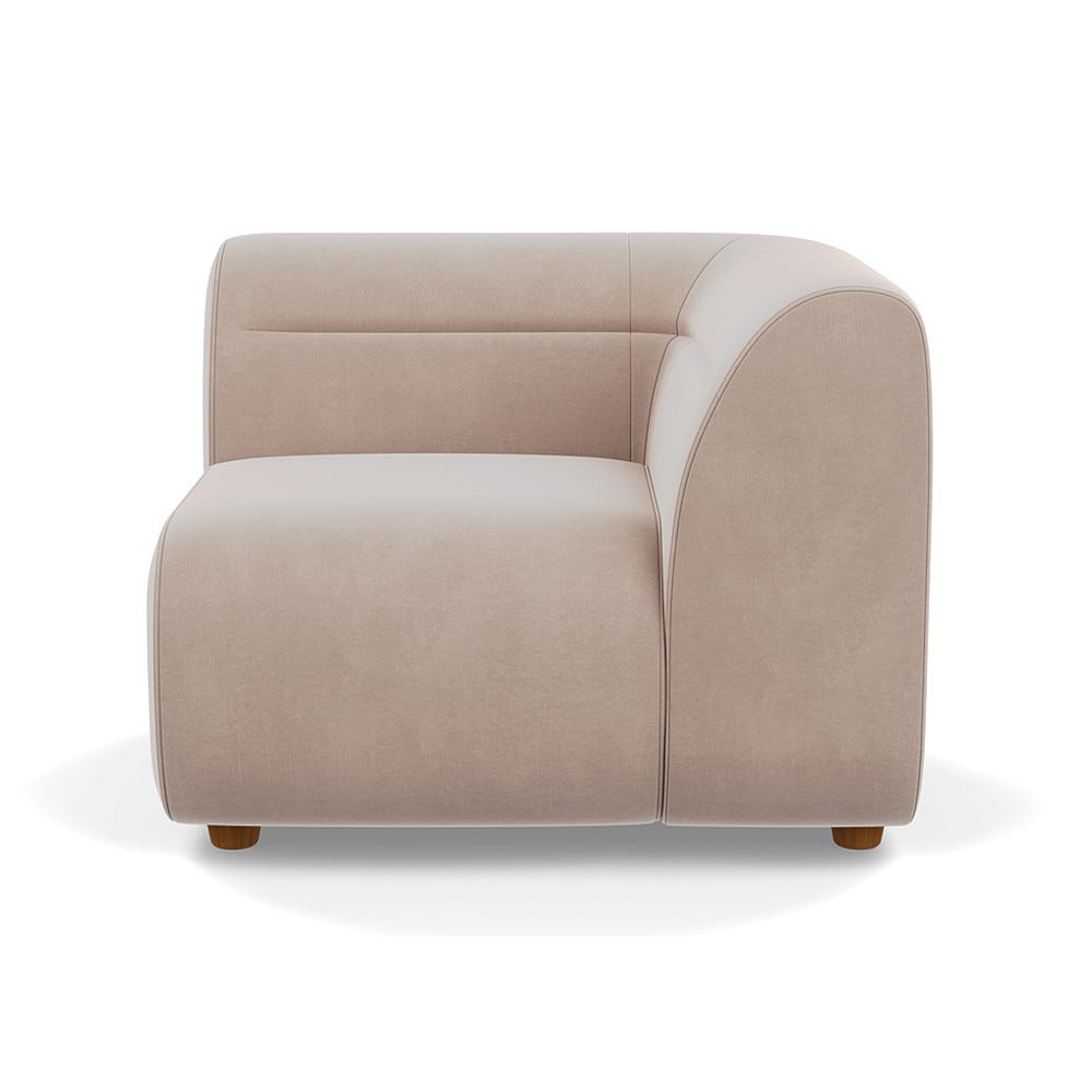 Heal's Lilli Corner Unit Right Module Smart Velvet Pebble Natural Beech Feet