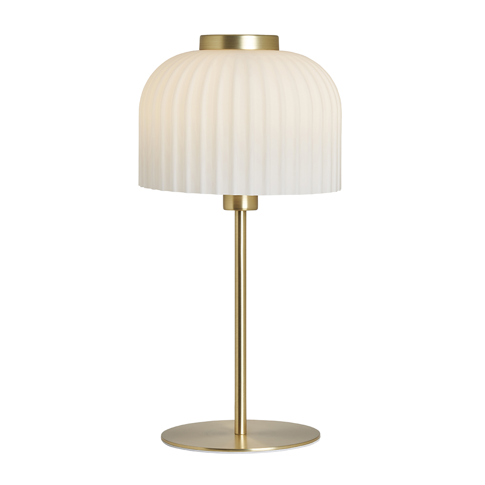 Binita Glass Ribbed Table Lamp, Opal & Brass