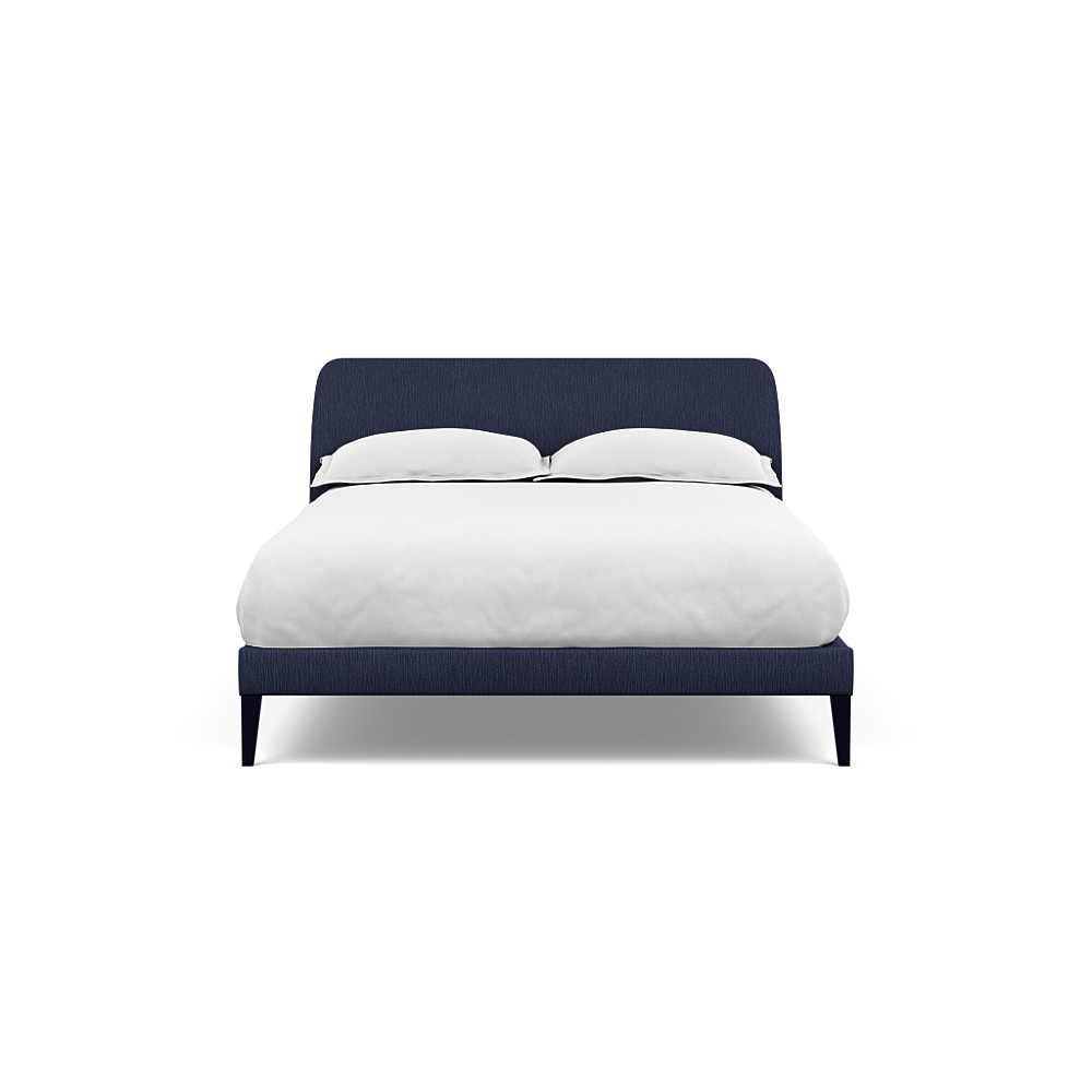 Heal's Wallis Bedstead Double Smart Linen Mix Navy Black Feet