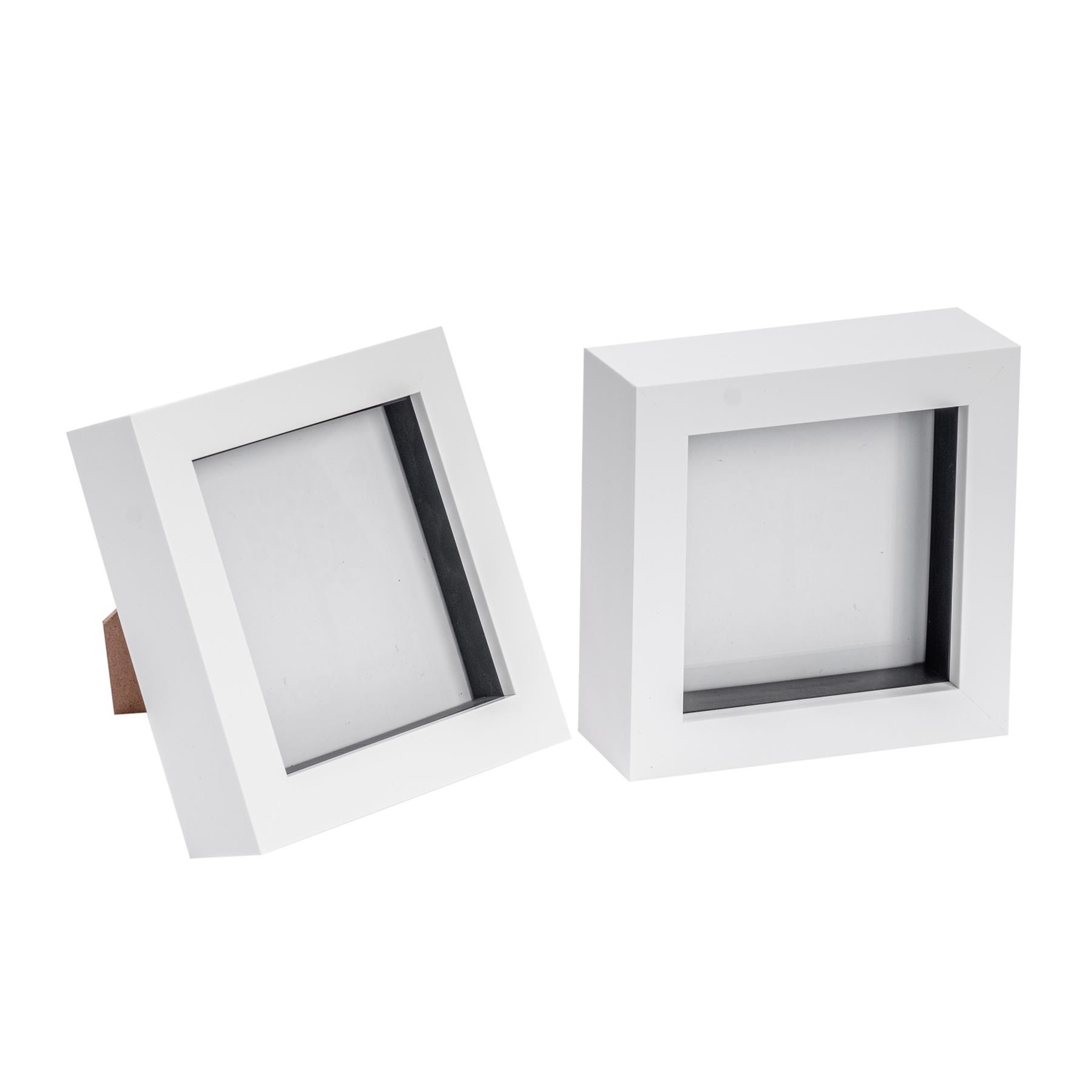 Nicola Spring 3D Box Photo Frames - 4 x 4" - Pack of 2 in White