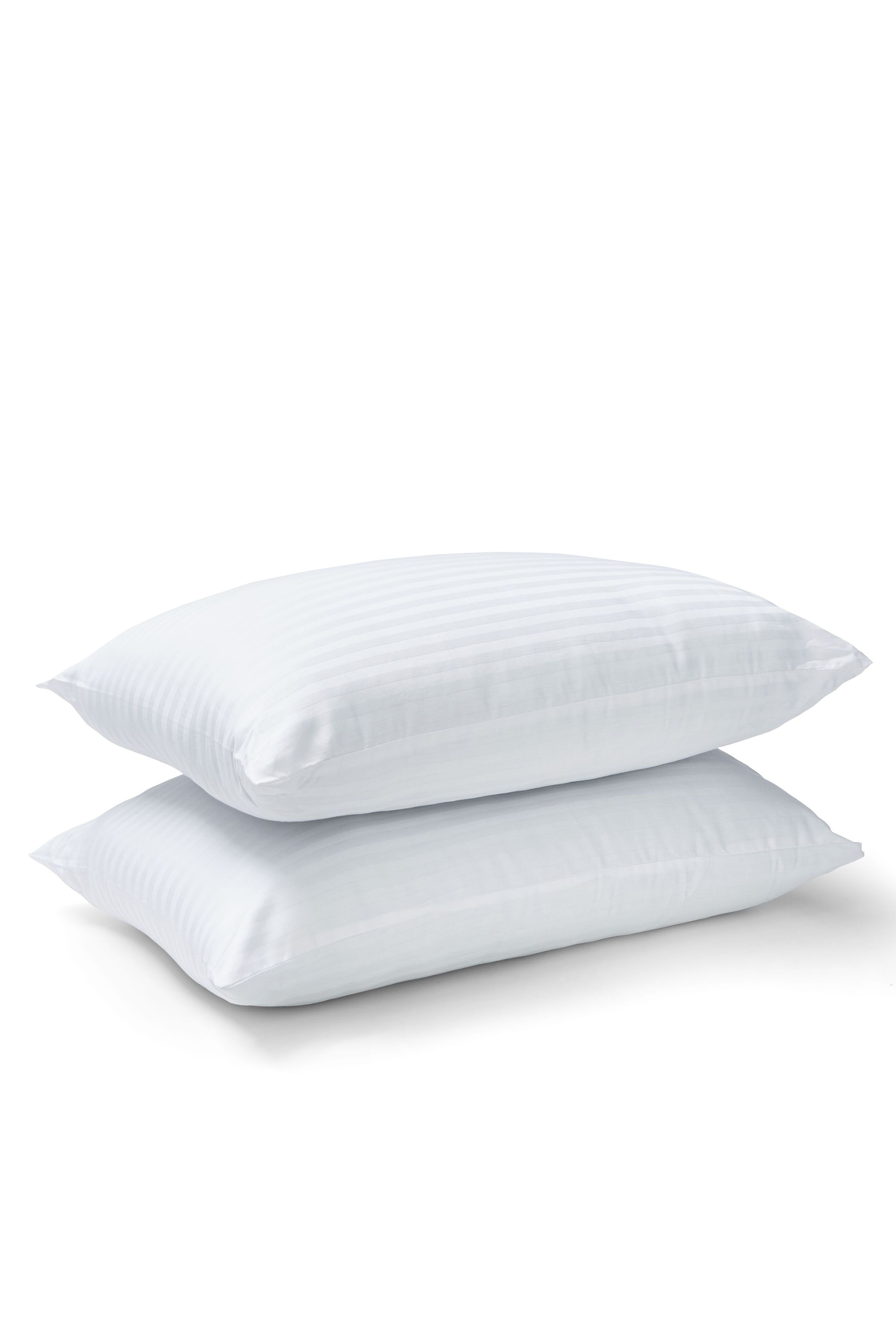 Catherine Lansfield '200 Thread Count Hotel Satin Stripe' Cotton Pillow Pair in White 4