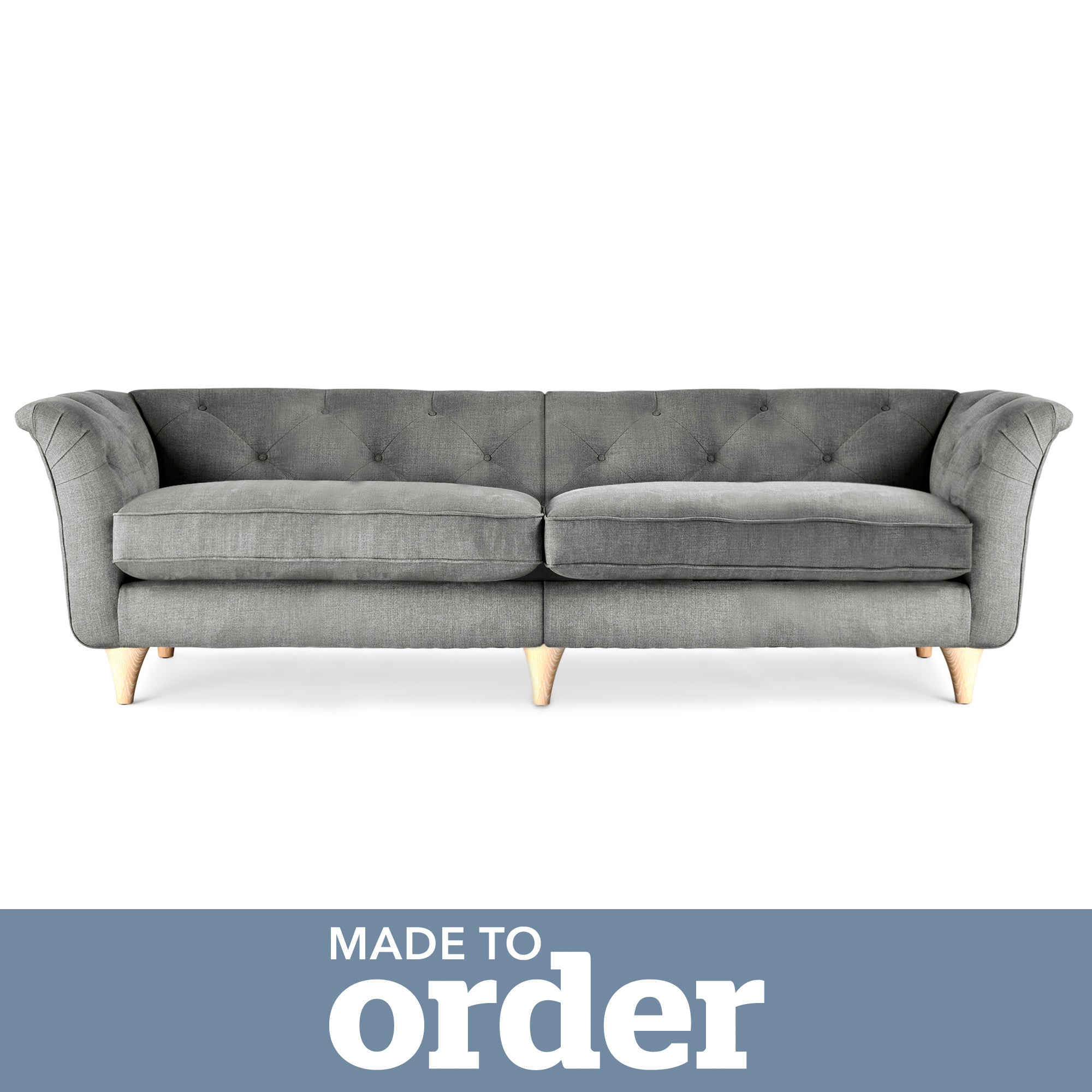 Jaipur 4 Seater Sofa Brushed Plain Fabric Grey