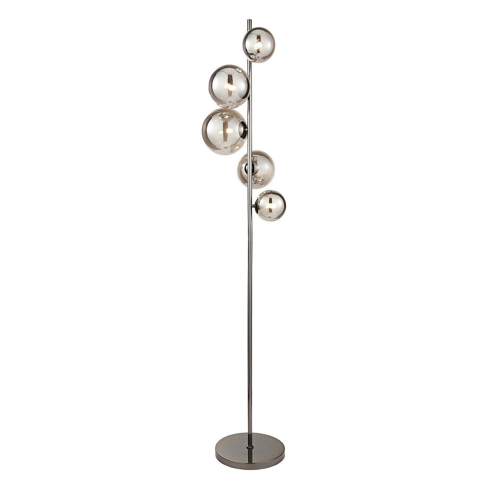 Orb II 5 Light Floor Lamp - Black Chrome Smoke