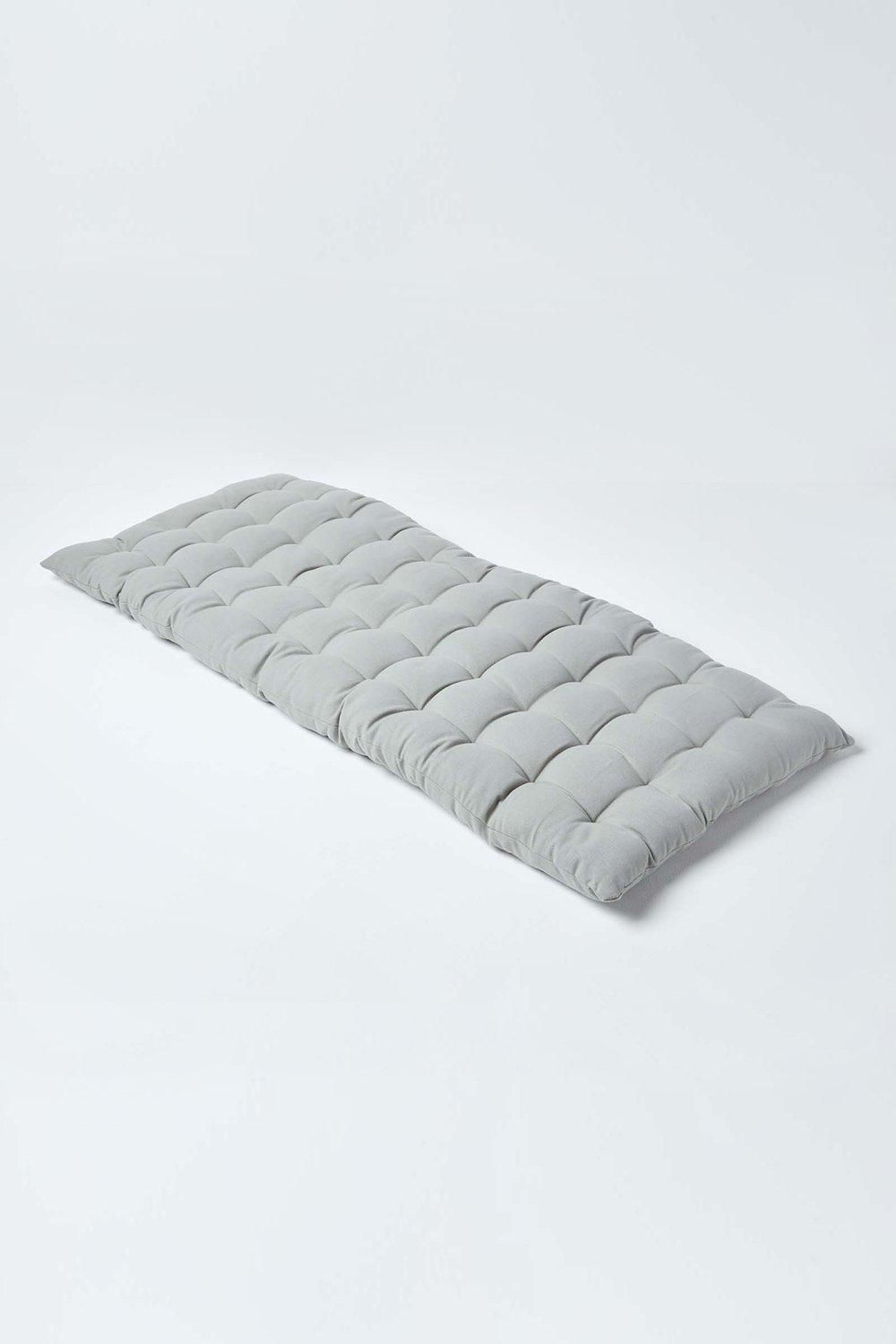 Homescapes Garden Bench Cushion Luxury 2 Seater Cotton Indoor Outdoor Pad, 108 x 42cm in Grey