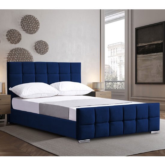 Manitou Plush Velvet Super King Size Bed In Blue