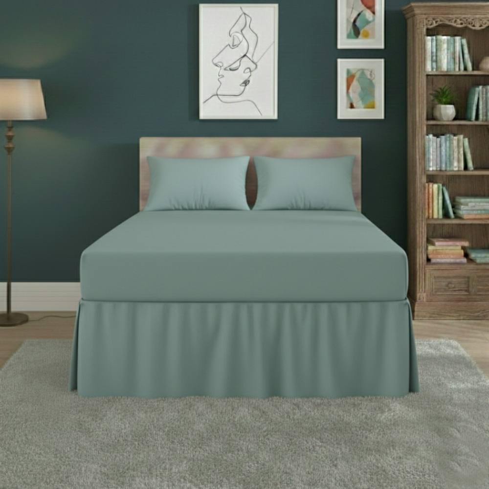 Snug City Fitted Valance Bed Sheet Polycotton Mattress Cover & Frill Easy Care in Duck Egg Blue