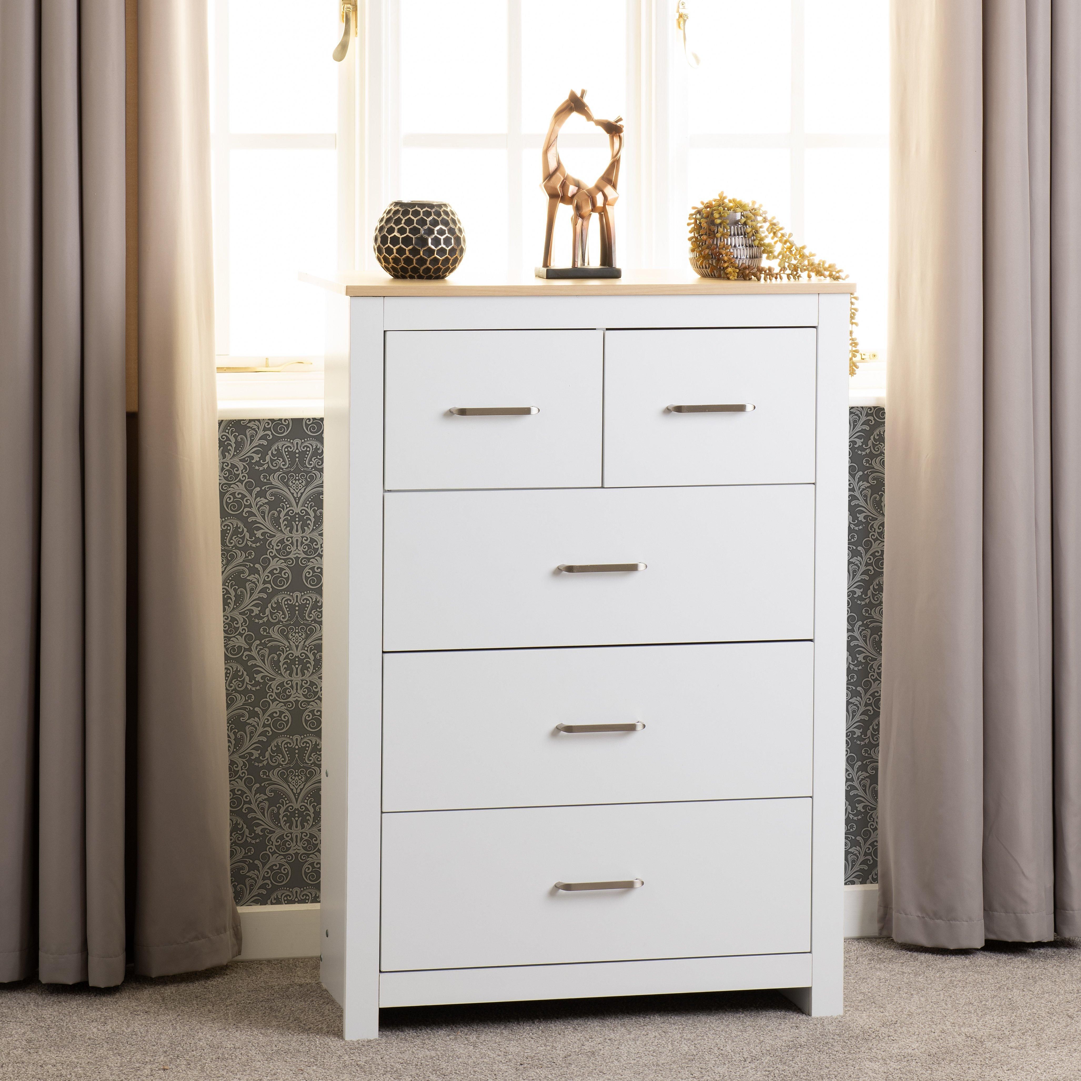 Seconique Portland 3+2 Drawer Chest in White