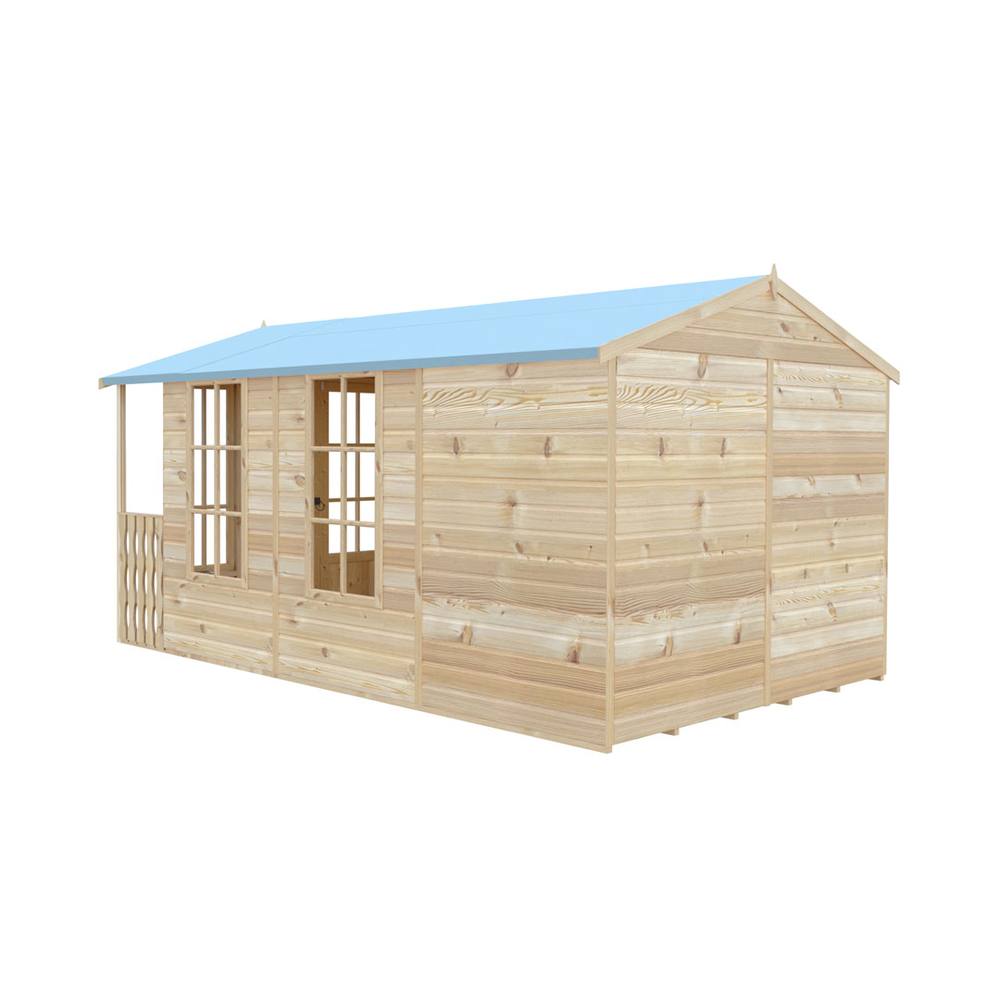 Shires Delmora 8x14 Shiplap Summerhouse with Veranda - L4186xW2456xH2174 mm in Light Brown 5