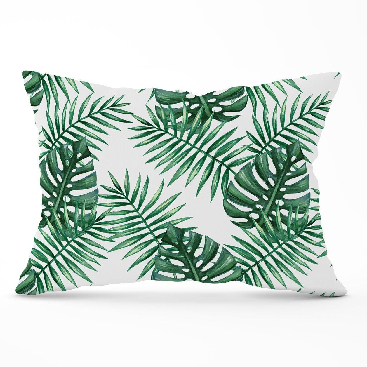 Warren Reed - Designer Watercolour Tropical Leaves Cushions in Green
