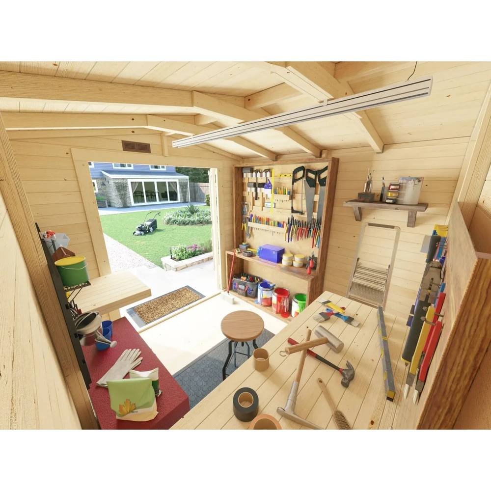 Dunster House Tubby Log Cabin Work Shed 8x8 ft (2.4x2.4m) with Superfelt Roof in Natural 5