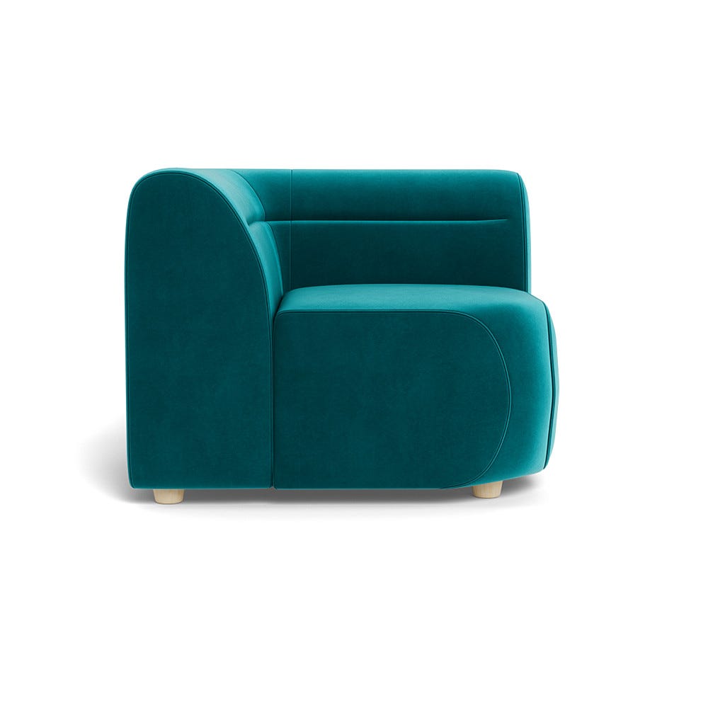 Heal's Lilli Connecting Corner Unit Smart Velvet Petrol Natural Beech Feet