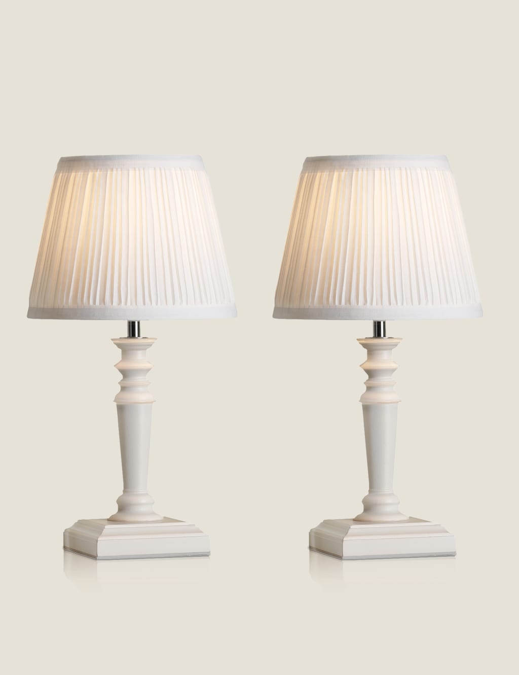 Laura Ashley Set of 2 Tate Wooden Table Lamps White