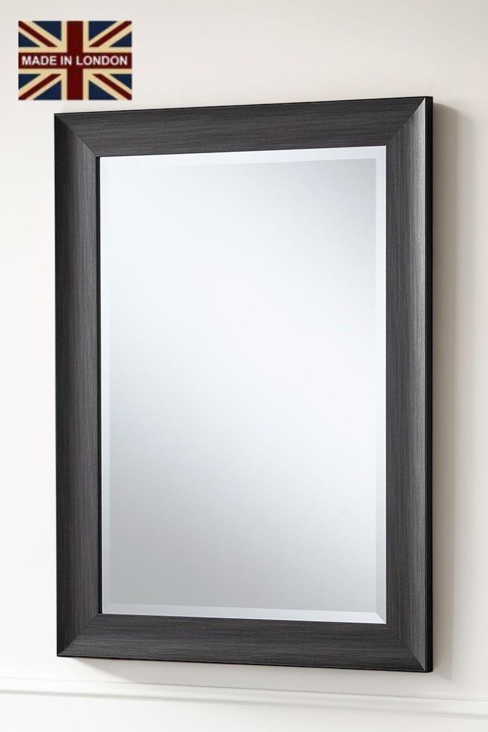 Yearn Mirrors Charcoal Grey Scooped Framed Mirror 117x91.5cm