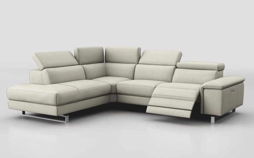 Grey Fabric Viserba 2 Corner 3 RHF Power Recliner with Power Head Tilt & LHF Chaise with Manual Head Tilt