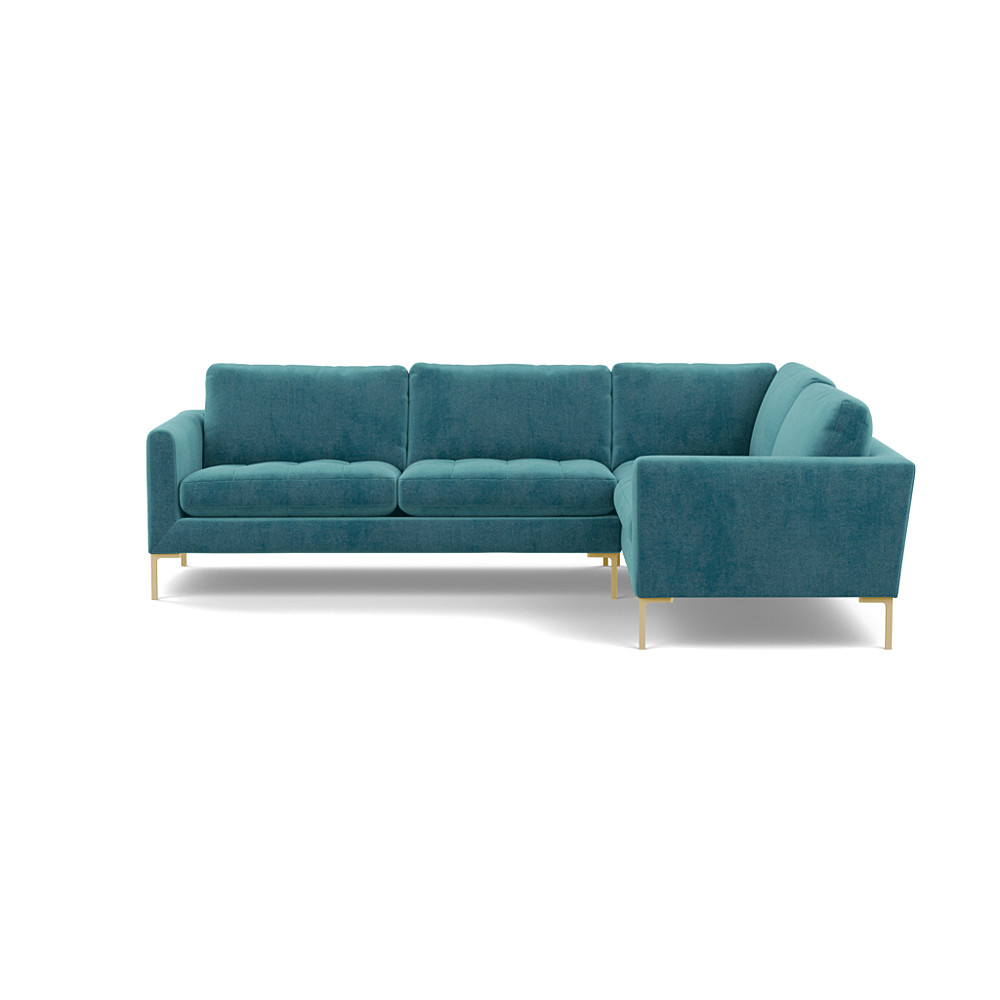 Heal's Eton Right Hand Facing Corner Sofa Smart Luxe Velvet Airforce Blue