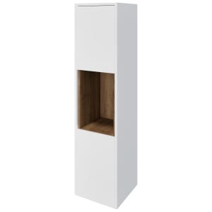 Wickes Nexus Matt White & Natural Halifax Oak Wall Hung Tower Unit - 1400 x 350mm