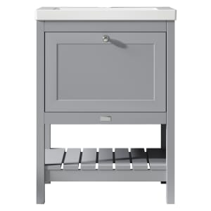 Bayswater Hartleigh Plummett Grey Traditional Freestanding Vanity Unit & 1 Tap Hole Modern Recessed Basin - 600mm