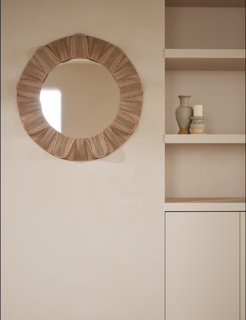 M&S Jute String Round Mirror Natural