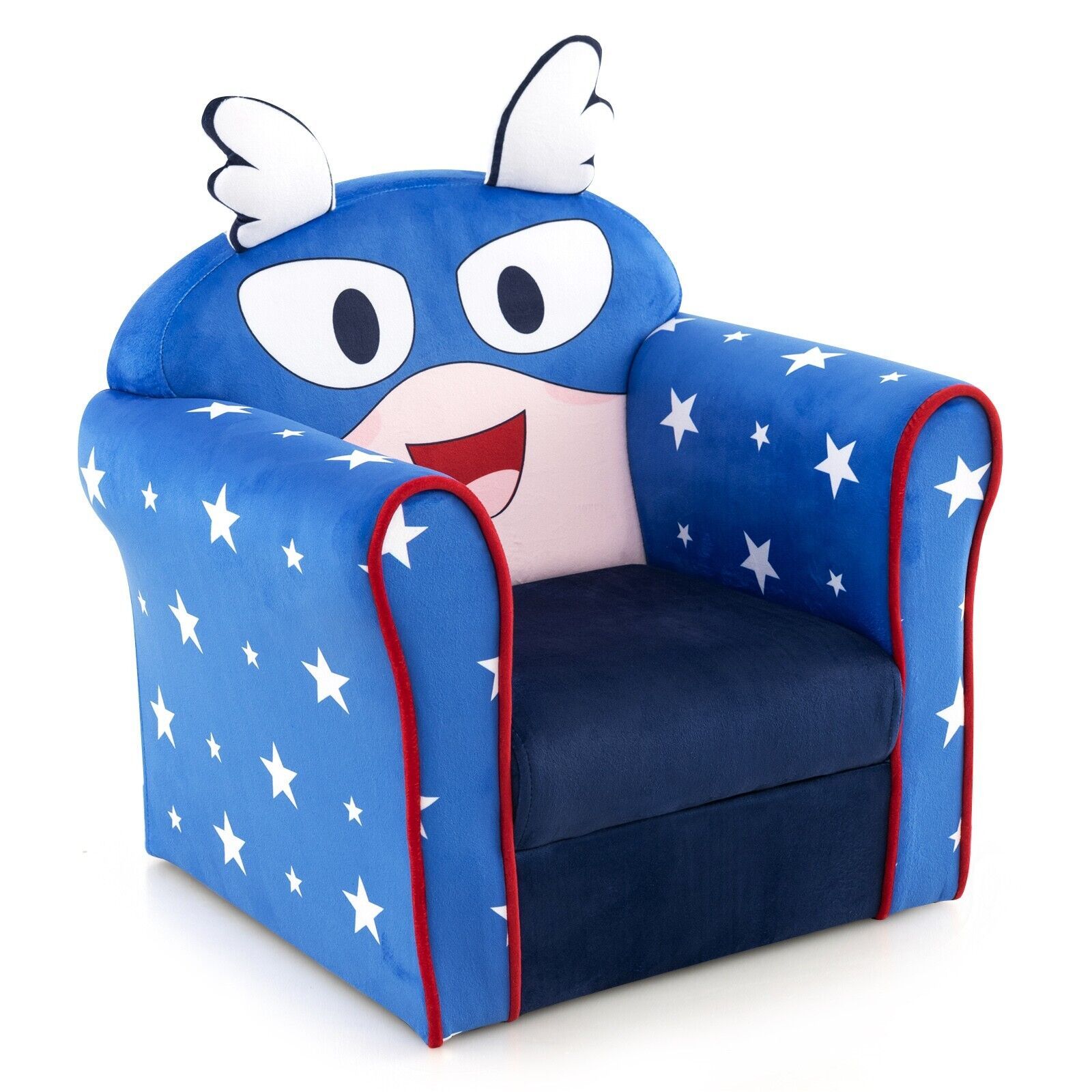 Costway Cute Sofa Children Armrest Upholstered Chair Cute Pattern Armchair Solid Frame