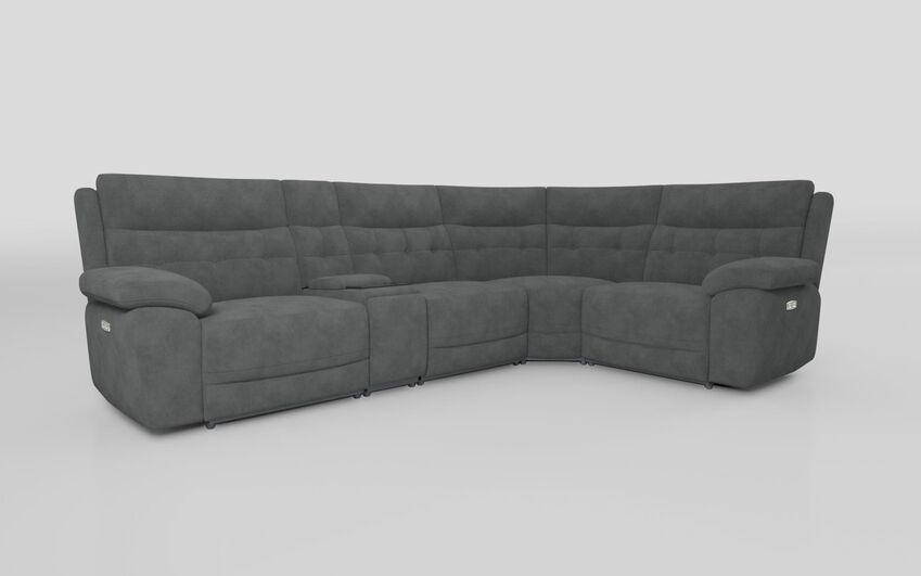 Grey Fabric Belford 3 Corner 1 Sofa with Media Console