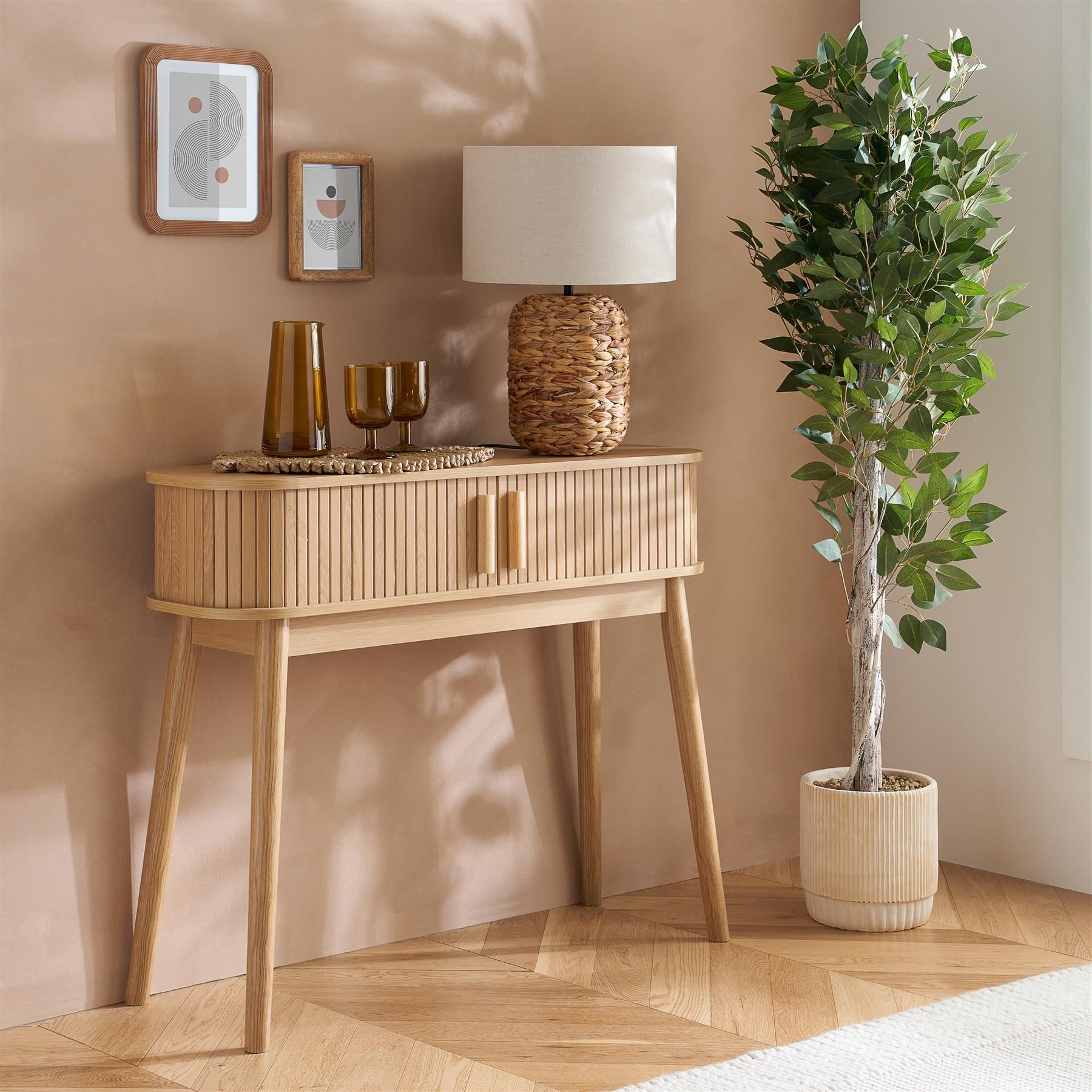 Birlea Fluted Console Table Axel in Brown